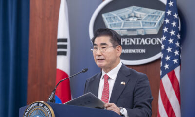 FILE PHOTO. South Korean Defense Minister Kim Yong Hyun speaks during a joint press briefing with Defense Secretary Lloyd Austin at the Pentagon, October 30, 2024. © AP / Kevin Wolf