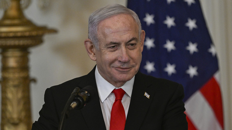 Israeli Prime Minister Benjamin Netanyahu at a press conference in Washington, D.C., US, February 04, 2025. © Getty Images / Celal Gunes/Anadolu