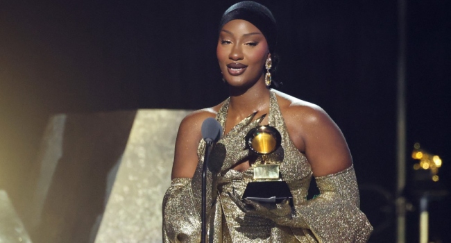 Tems accepts the Best African Music Performance award for “Love Me JeJe” onstage during the 67th GRAMMY Awards Premiere Ceremony at Peacock Theater on February 02, 2025 in Los Angeles, California. Amy Sussman/Getty Images/AFP